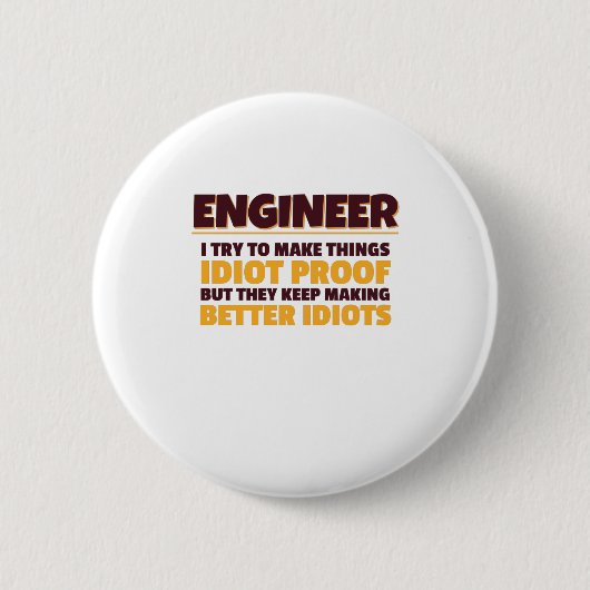 Ingenieur versucht, die Dinge zu überprüfen. Button (Vorderseite)