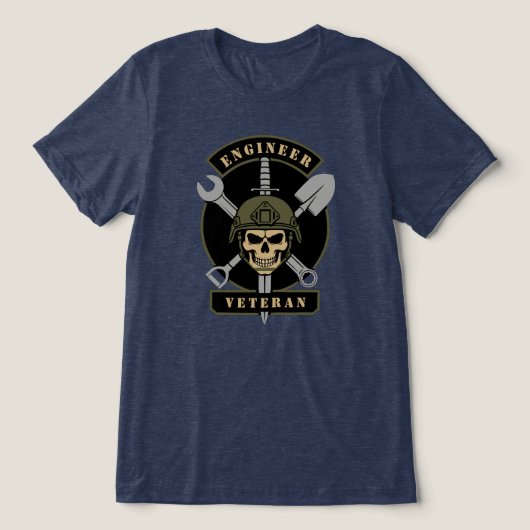 Ingenieur Veteran Kampfeinsatz Unterstützung Emble Tri-Blend Shirt (Design Vorderseite)