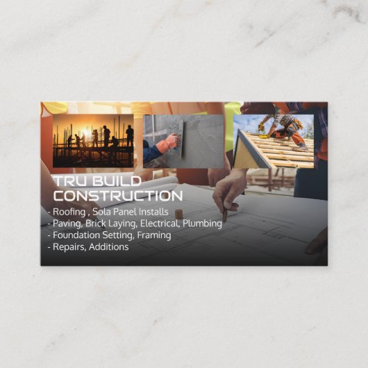 Ingenieure betrachten Blueprint | Blue Collar Visitenkarte (Vorderseite)