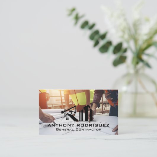 Ingenieure mit Blueprints | Konstruktion Visitenkarte (Stehend Vorderseite)