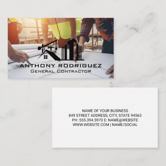 Ingenieure mit Blueprints | Konstruktion Visitenkarte (Vorne/Hinten)