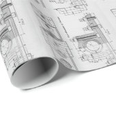Ingenieurplan Maschinenbau Vintage Geschenkpapier (Rolleneckpunkt)