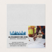 Ingenieurs-Blueprints | Stadt-Skyline Visitenkarten (Außenseite Aufgefaltet)