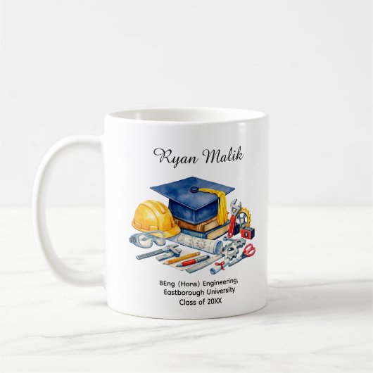 🎓Ingenieursabsolvent Benutzerdefinierter Name & Kaffeetasse (Links)