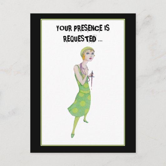 Ingenue Murder Mystery Einladung Postkarte (Vorderseite)