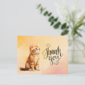 Ingerkatze Danke Aquarell Postkarte (Stehend Vorderseite)