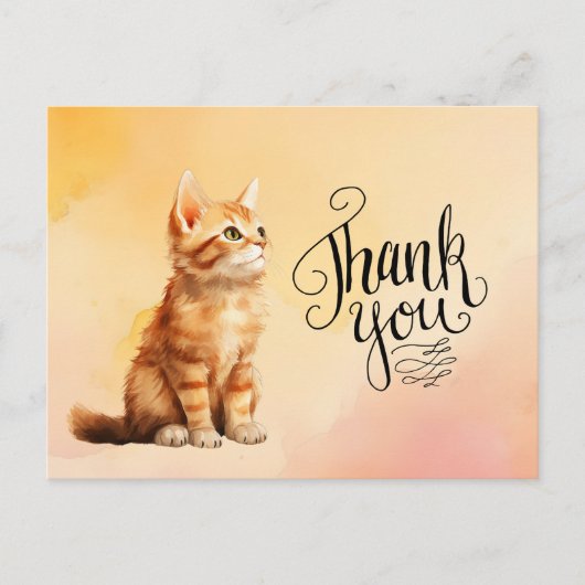 Ingerkatze Danke Aquarell Postkarte (Vorderseite)