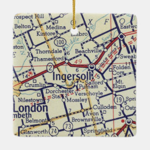 Ingersoll auf Vintager Karte Keramikornament