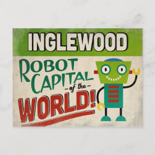 Inglewood California Roboter - Lustige Vintage Postkarte