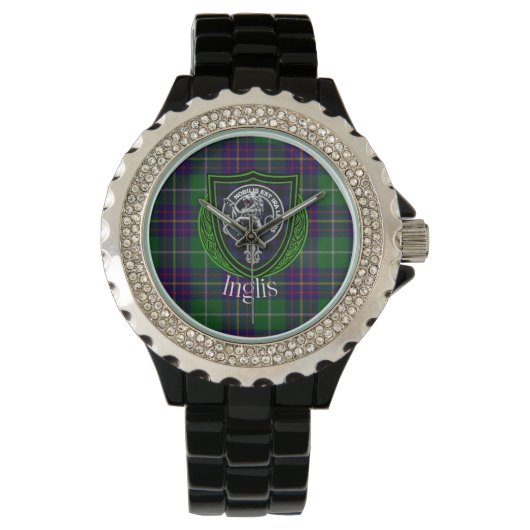 Inglis Scottish Clan Tartan & Crest Armbanduhr (Vorderseite)