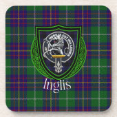 Inglis Scottish Clan Tartan & Crest Getränkeuntersetzer (Vorderseite)