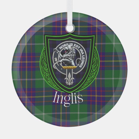 Inglis Scottish Clan Tartan & Crest Ornament Aus Glas (Vorderseite)