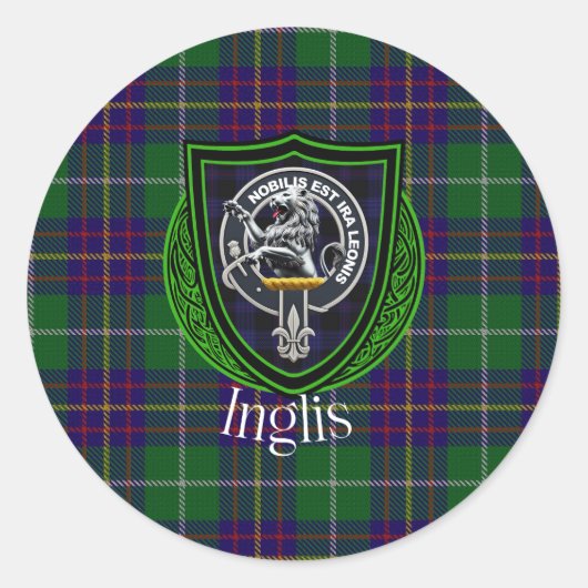 Inglis Scottish Clan Tartan & Crest Runder Aufkleber (Vorderseite)