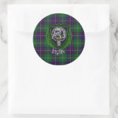Inglis Scottish Clan Tartan & Crest Runder Aufkleber (Tasche)