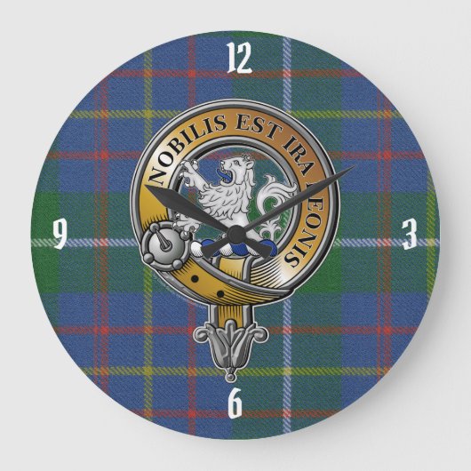 Inglis Tartan & Abzeichen Große Wanduhr (Vorderseite)