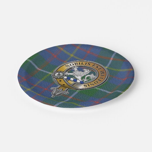 Inglis Tartan & Abzeichen Pappteller (Schrägansicht)