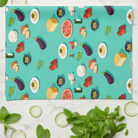 ingredient vegetables pasta and pizza geschirrtuch (Gefaltet)