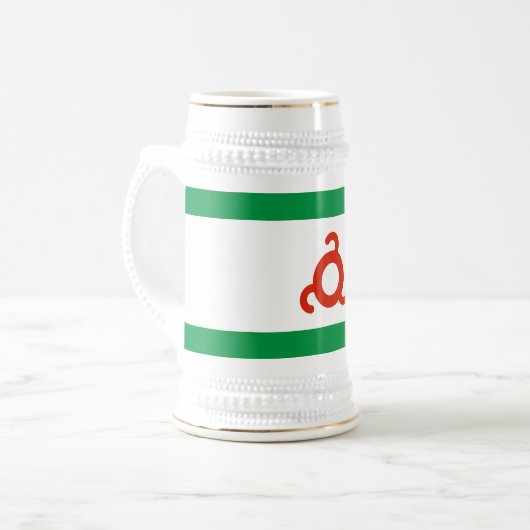 Ingushetia-Flagge Bierglas (Vorderseite Links)
