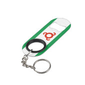 Ingushetia-Flagge Mini Flaschenöffner (Rückseite Schrägansicht)