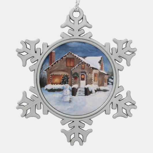 Ingwer-Brot-Haus Schneeflocken Zinn-Ornament (Vorderseite)