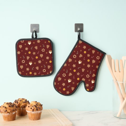 Ingwer Brot und Bonbons Ofenhandschuh & Topflappen-Set (Insitu (Hängend))