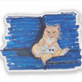 Ingwer Gamer Katze Aufkleber (Vorderseite)