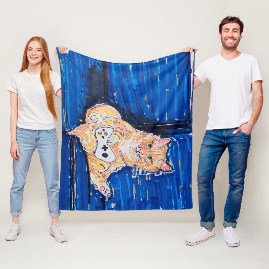 Ingwer Gamer Katze Fleecedecke (Beispiel)