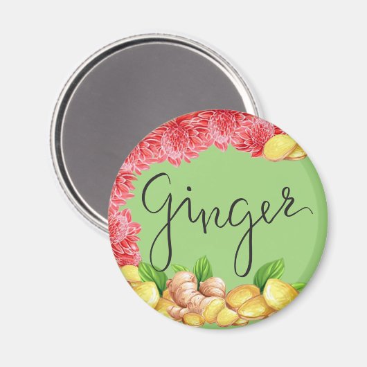 Ingwer-Gewürz Magnet (Vorderseite/Rückseite)