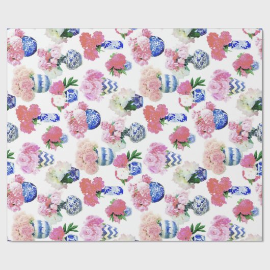 Ingwer-Glas-Pfingstrosen Geschenkpapier (Flach)