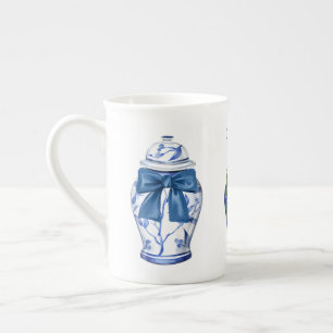 Ingwer-Glas-Schleifen-Chinoiserie-Bone-China-Kaffe Porzellantasse