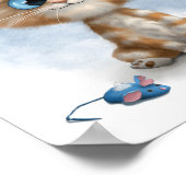 Ingwer-Kätzchen mit Maus-Cartoon Poster (Ecke)