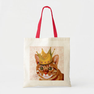Ingwer-Katze mit Kronen-Porträt Tragetasche
