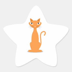 Ingwer-Katze Stern-Aufkleber