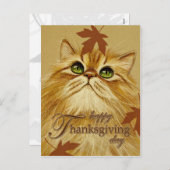 Ingwer-Katze u. Blätter - Postkarte (Vorne/Hinten)