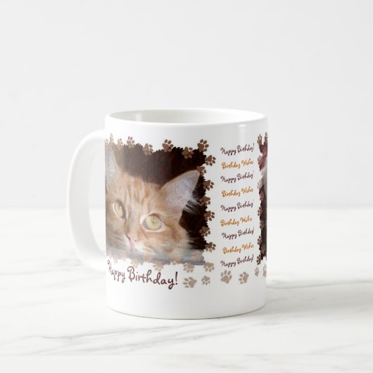 Ingwer-Katzen-Katzen-Kätzchen glückliche Birhtday Kaffeetasse (Vorderseite Links)