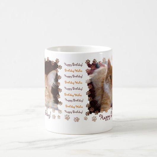 Ingwer-Katzen-Katzen-Kätzchen glückliche Birhtday Kaffeetasse (Mittel)