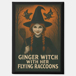 Ingwer mit ihren fliegenden Raccoons V2 Magnet