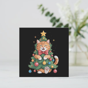 Ingwer Orange Katze Weihnachtsbaum Cute Xmas Feiertagskarte