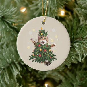 Ingwer Orange Katze Weihnachtsbaum Cute Xmas  Keramik Ornament