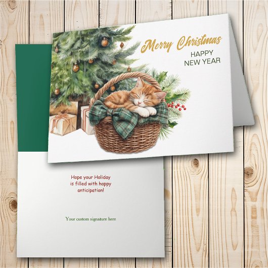 Ingwer Tabby Kätzchen Weidenkorb Weihnachten