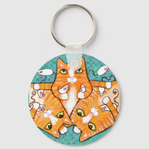 Ingwer Tabby Katzen mit Spielzeug Schlüsselanhänger