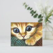 Ingwer Tabby mit Wolle Postkarte (Stehend Vorderseite)