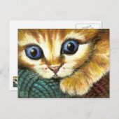 Ingwer Tabby mit Wolle Postkarte (Vorne/Hinten)