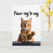 Ingwer Tabby Pfötchen zum Grüßen Karte (Gelbe Blume)