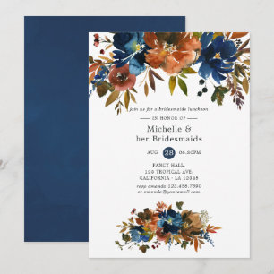Ingwer- und Marineblumen-Jungfern-Luncheon Einladung