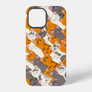 Ingwer weiß schwarze Katze diagonales Muster iPhone 12 Hülle