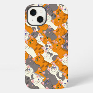 Ingwer weiß schwarze Katze Diagonales Muster iPhone 13 Hülle