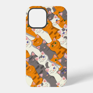 Ingwer weiß schwarze Katze diagonales Muster iPhone 12 Pro Hülle