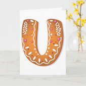 Ingwerbrot Brief U Monogramm Weihnachtsplätzchen Karte (Gelbe Blume)