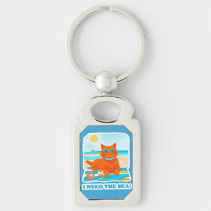 Ingwerkatze am Strand Ich brauche das Meer Sommer Schlüsselanhänger